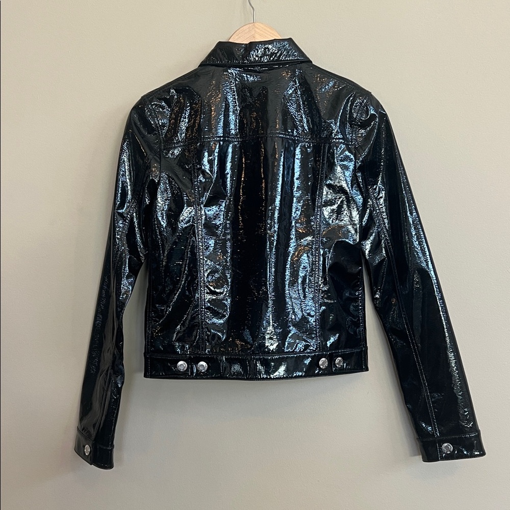 Helmut Lang Glossy Black Jean Jacket Style Jacket Italian Fabric - Picture 4 of 13